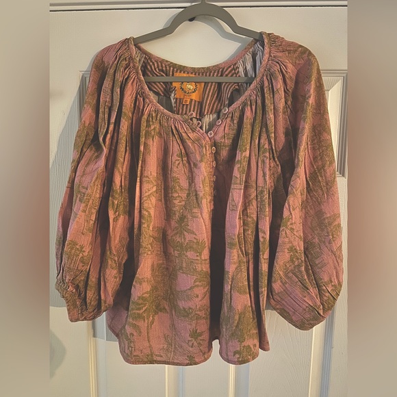 Coniglio Palm Beach Shirred Half Placket Blouse - Picture 2 of 3